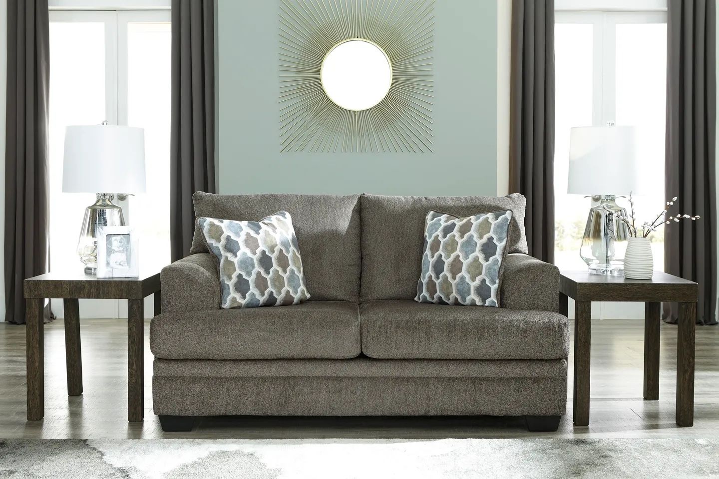 Loveseat & Ottoman (Color: Slate)