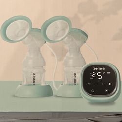 Zomee Double Electric Breast Pump Rechargeable Portable Green 