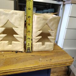 2 Ceramic Christmas Sack Candle Ornaments 