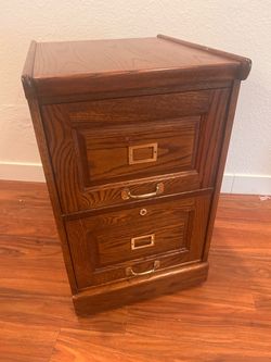 2-Drawer Oak Wood Filing Cabinet