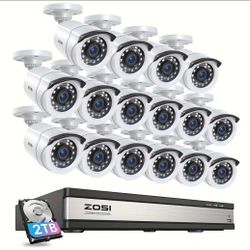 ZOSI 16CH 1080P Security Camera System DVR w/ 2TB HDD Outdoor CCTV Kit NEW