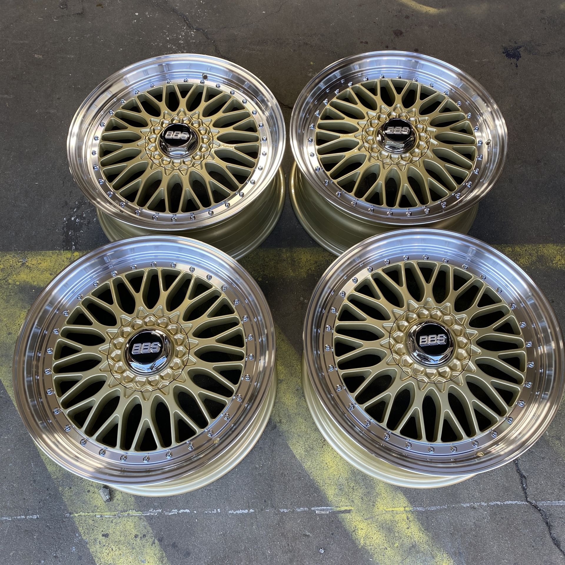 BBS Super RS Style Gold Wheels Set of 4 Rims 20" 8.5J +35 (5X120) New