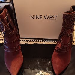 Nine West Burgundy Suede & Leather Boots, Sz 7