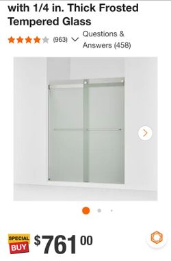 Levity 56-60 in. W x 74 in. H Sliding Frameless Shower Door in Nickel with 1/4 in. Thick Frosted Tempered Glass
706015-D3-MX
