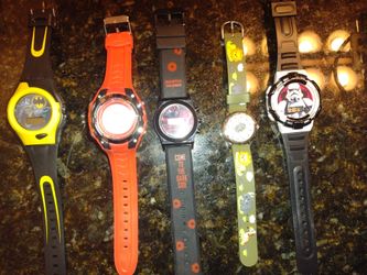 Set Of Five Kids Watches, Need Batteries