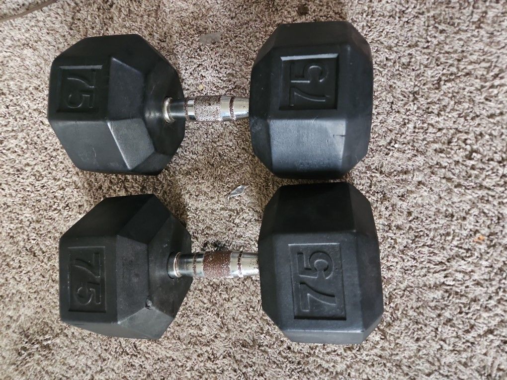 Two 75lb Dumbbells 1 Is Loose