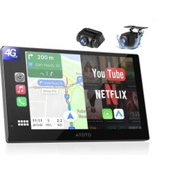 ATOTO Portable Carplay Screen, Wireless Android Auto, Bluetooth, Voice Control, GPS, Dash Cam, 4G LTE, 9 Inch QLED Touch Screen, Backup Camera