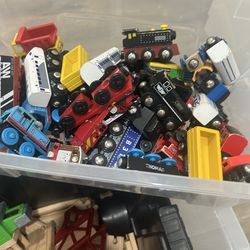 Wooden train tracks. Thomas Train.