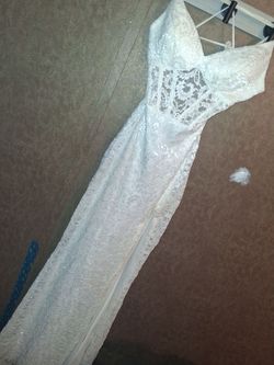 White Lace Floral Maxi Gown