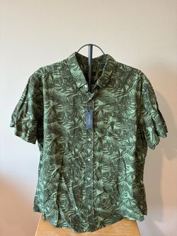 Impress Green Tropical Button-Up Shirt