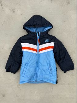Nike kids' puffer coat in blue and red size 4T