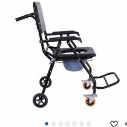 4-in-1 Toilet Wheelchair Rolling Transport Chair Foldable Shower Chair With Wheels. Limited On Movement-Recovering From Surgery.