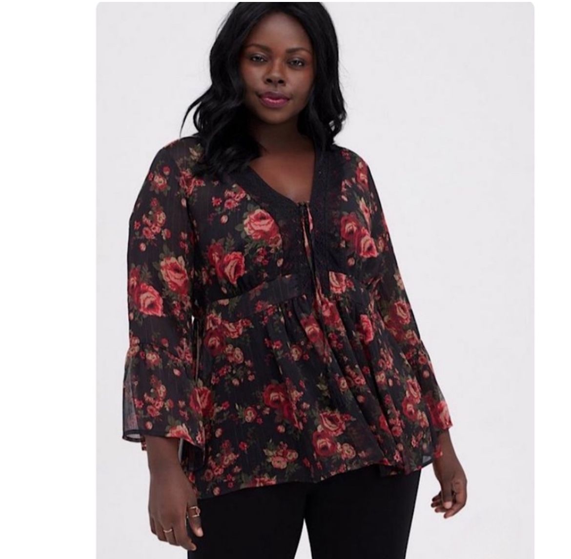 Torrid New Rose & Lace Top