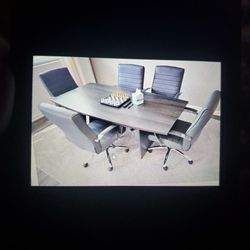 Dining Room or office Table Gray Seats 6