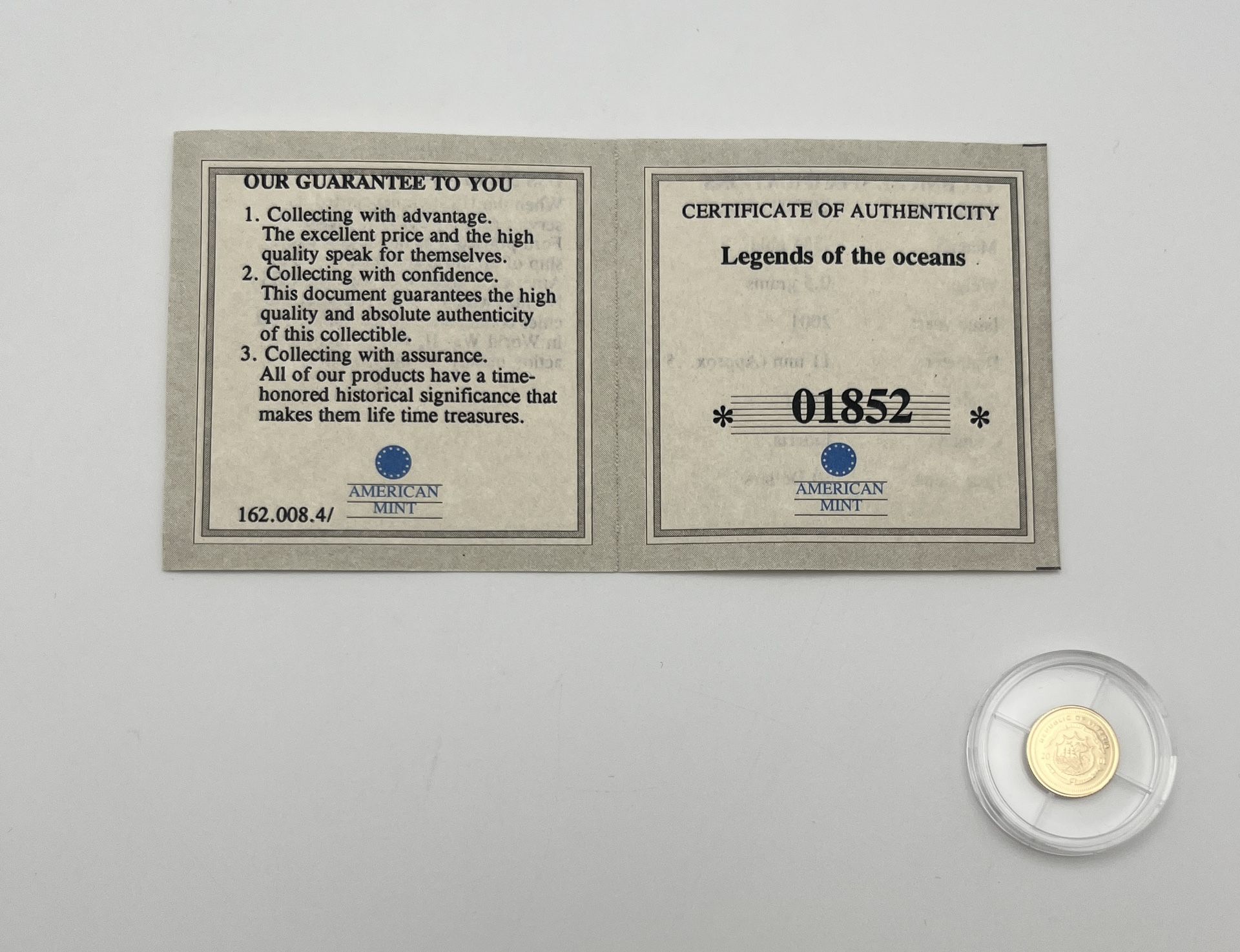 Legends Of The Oceans 01852 Gold Coin In OGP w/ COA
