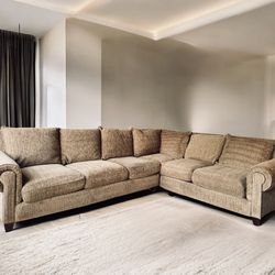  Vintage Chenille and Down Sectional Sofa Couch