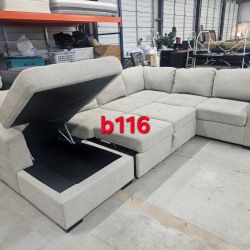 Gray U-Shaped Sectional with pullout ottoman for sleeping .... SAME DAY DELIVERY !