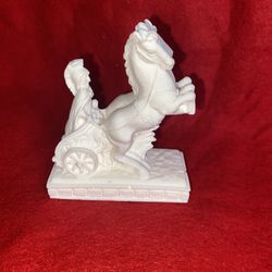 Vintage 3 Inch Alabaster Greek Horse With Carriage Imported From Greece (4 available) 