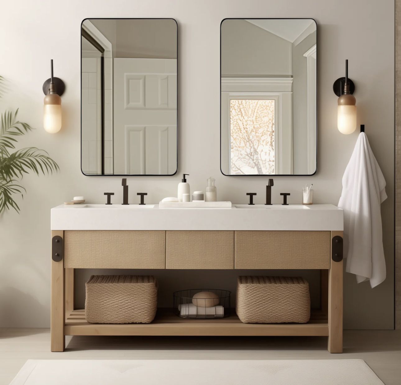 2pc Bathroom Mirrors for Over Sink 33in L x 20in W