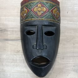 Vintage Hand Made Real Wood Declarative Masks - Wall Hangers .