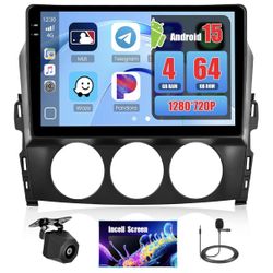 4+64GB Android 15 Car Stereo for Mazda NC Miata MX-5 2006-2015 9" In-Cell Touch Screen, Wireless CarPlay & Android Auto, WiFi GPS Bluetooth FM/RDS, EQ