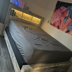 Bed Frame Set With Light up Head Stand