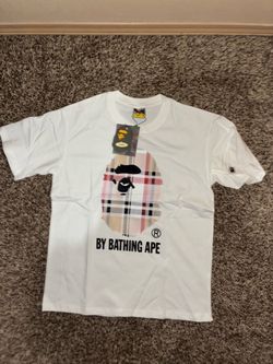 BAPE  A Bathing  Ape Head Plaid T- Shirt Size S/M/L
