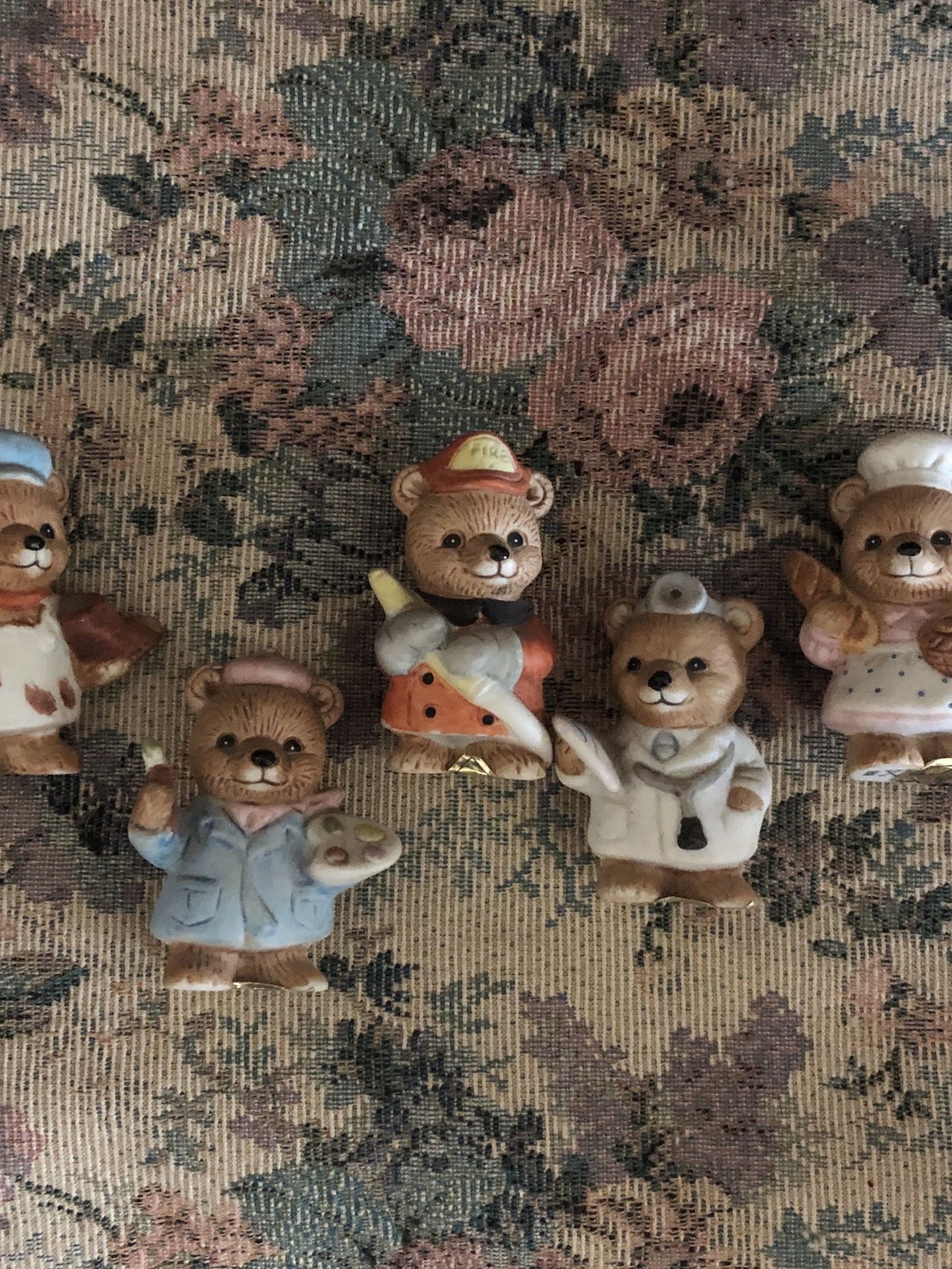 Vintage Home Interior Ceramic Career Bears. Set of 5. Price is for set.