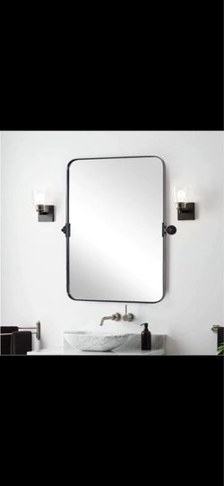 16 × 24 inch Matte Black Bathroom Vanity Mirror