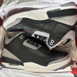 Black Cement Jordan 3 Size 10 