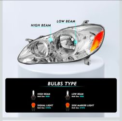 Headlight Assembly Replacement for Toyota Corolla 2003 - 2008