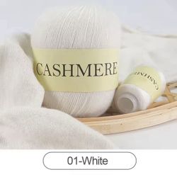 2 Sets White 100% Cashmere Handwoven Soft 3-Ply Yarn, DIY Crafts, 50g & 20g