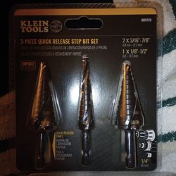 Klein 3 Piece Quick Release Step Bit Set