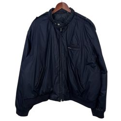 Vintage Members Only Jacket Men  Navy Full Zip Windbreaker 80s Cafe Racer Punk XXL