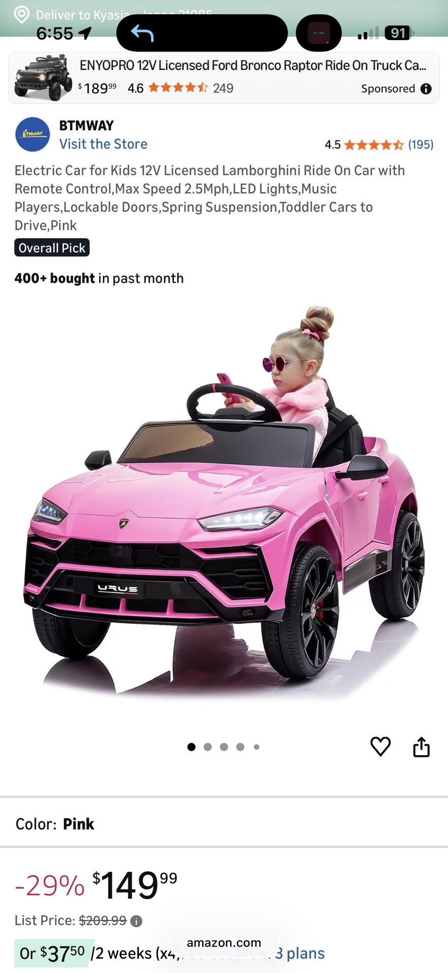 Electric Car For Toddler ( Girl ) Ages 3+ 
