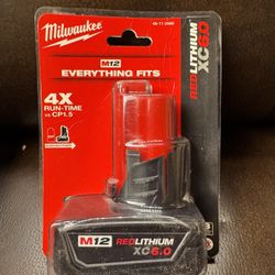 NEW Milwaukee M12 REDLITHIUM XC6.0 battery 48-11-2460