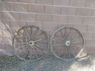 Pair of Wood Spoke Wagon Wheels