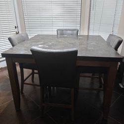 Real Marble Counter Height Table & 4 Chairs