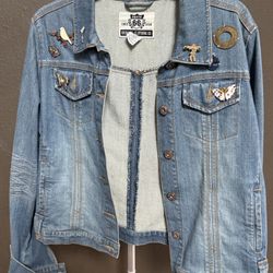 Route 66 Women’s L Jean Jacket Hand Stitched