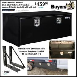 48” Truck Box & Bracket. BUYERS Black Steel Underbody T-Handle Latch Key Lock 1702310, MSRP: $550+