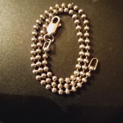 St.Silver Beaded Bracelet 10"L-1/16"W-4.14 G