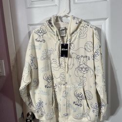 Stitch Theme 2 Pocket Full Zip Women's XXL Sweatshirt Hoodie.  Brand  New with Tags.