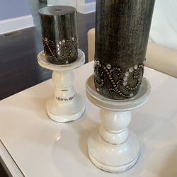 2 Candle Holders With Candles $18