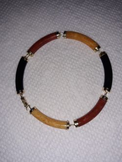 Very Rear1970's Vintage 14k Gold Multi Jade bracelet