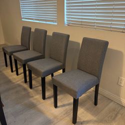 Set of 4 Gray Upholstered Parsons Dining Chairs
