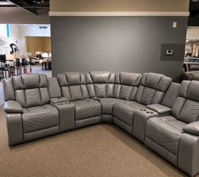 GREY RECLINER SECTIONAL w/ Bluetooth Speakers & LED’s 🩶✅🩶