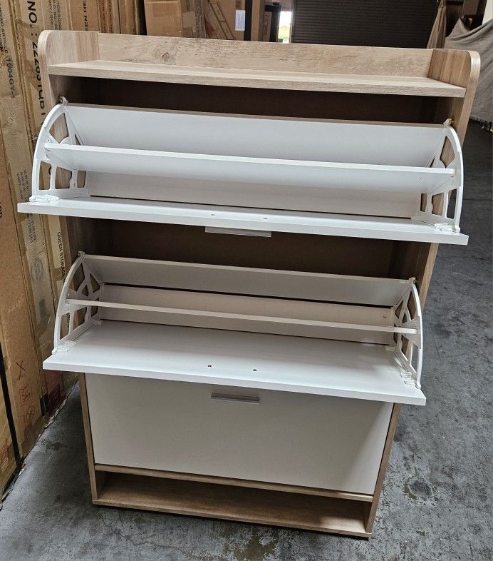 Blonde Standing Shoe Cabinet 