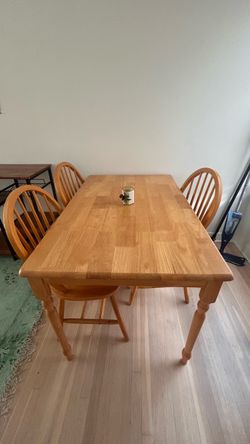 Wood Dining Table with 3 Chairs