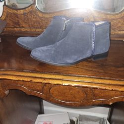 Women's Blue Suede Boot Shoes