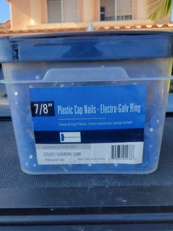 7/8" Plastic Cap Roofing Nail, Electrogalvanized, Diamond Point Ring Shank